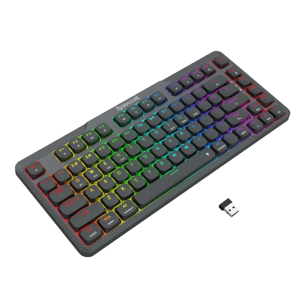 Redragon AETHER K706 PRO Wireless Mechanical Keyboard (75% Layout, Tri-Mode, Gasket Mount, Low-Profile Red Switches)