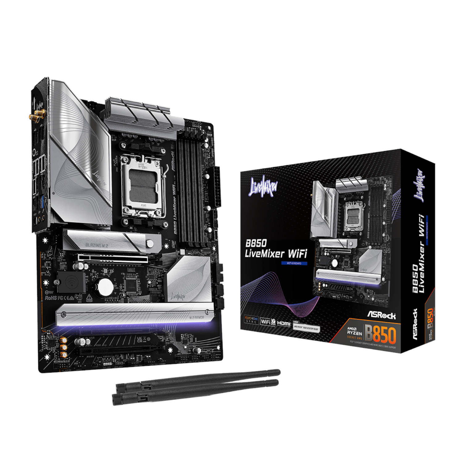 ASRock B850 LiveMixer WiFi AM5 ATX Gaming Motherboard - Image 1
