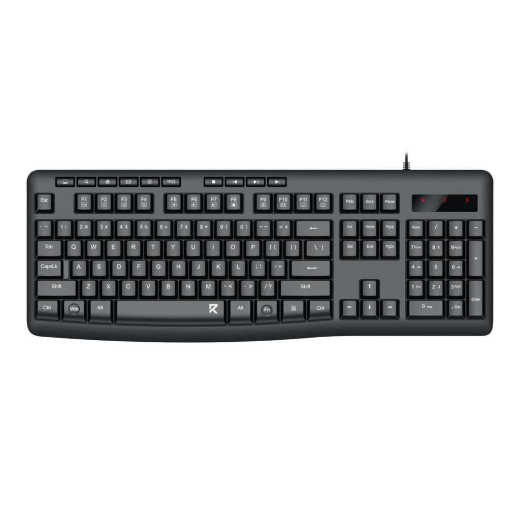 Redragon BK-7366 Full-size Ergonomic Wired Membrane Office Keyboard - Black