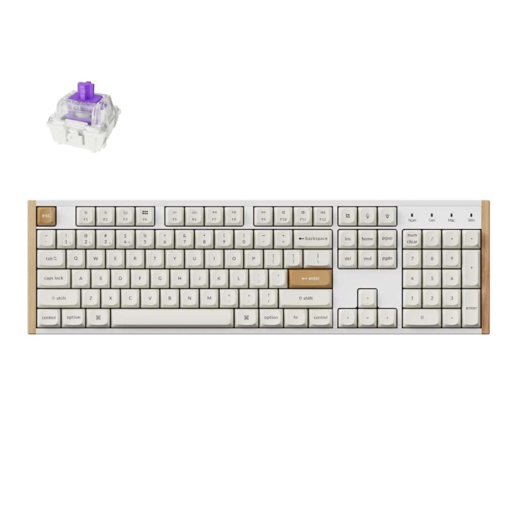 Keychron K10 HE Special Edition Full-size Hot-Swap Gateron Dbl-Rail Nebula Switch RGB Wireless Keyboard - White (Wood + Al)