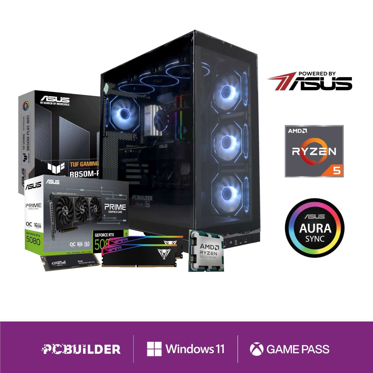 PCBuilder Ryzen 7 9850X3D ODYSSEY Windows 11 Gaming PC - Image 1