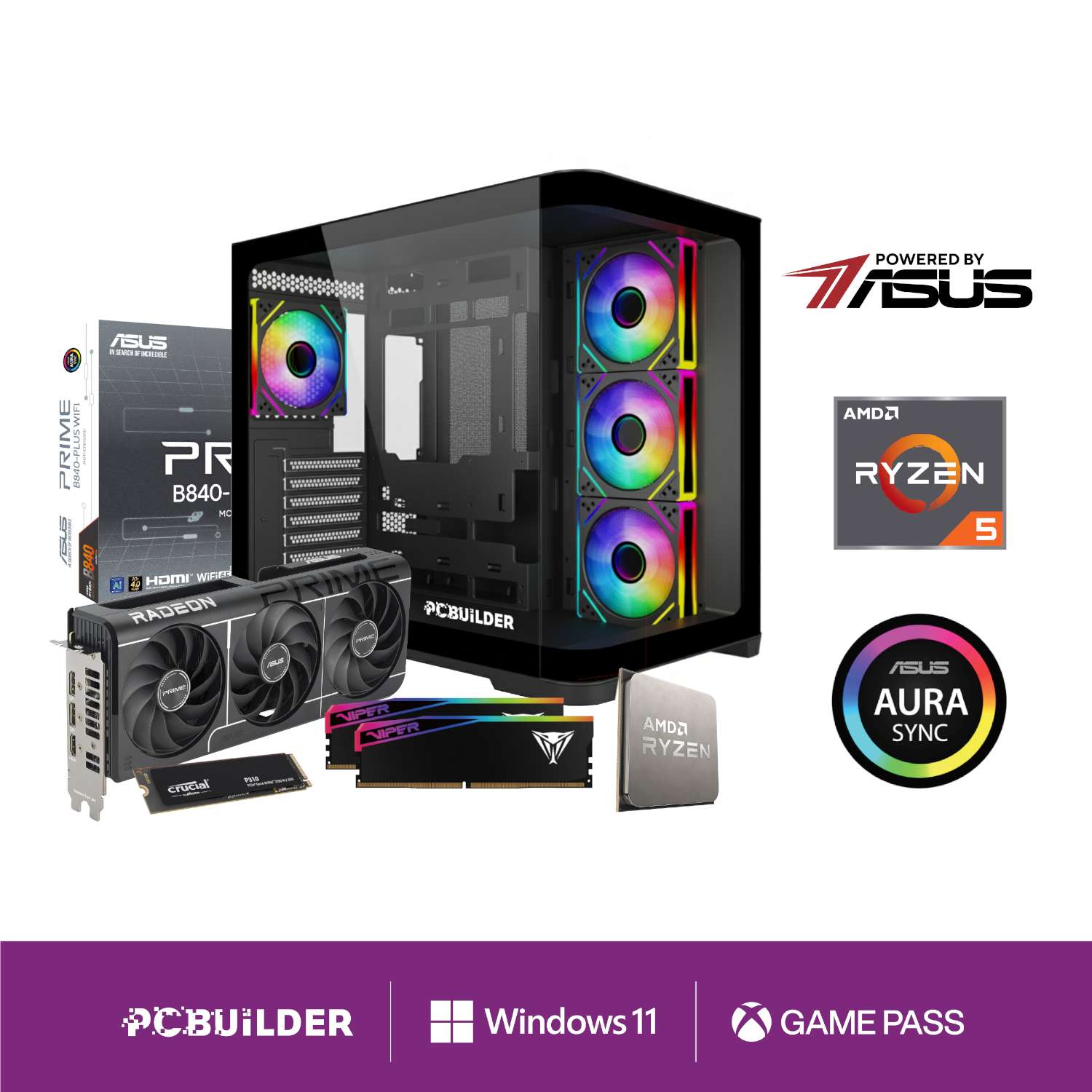 PCBuilder Ryzen 5 7600 SEEKER Windows 11 Gaming PC - Image 1