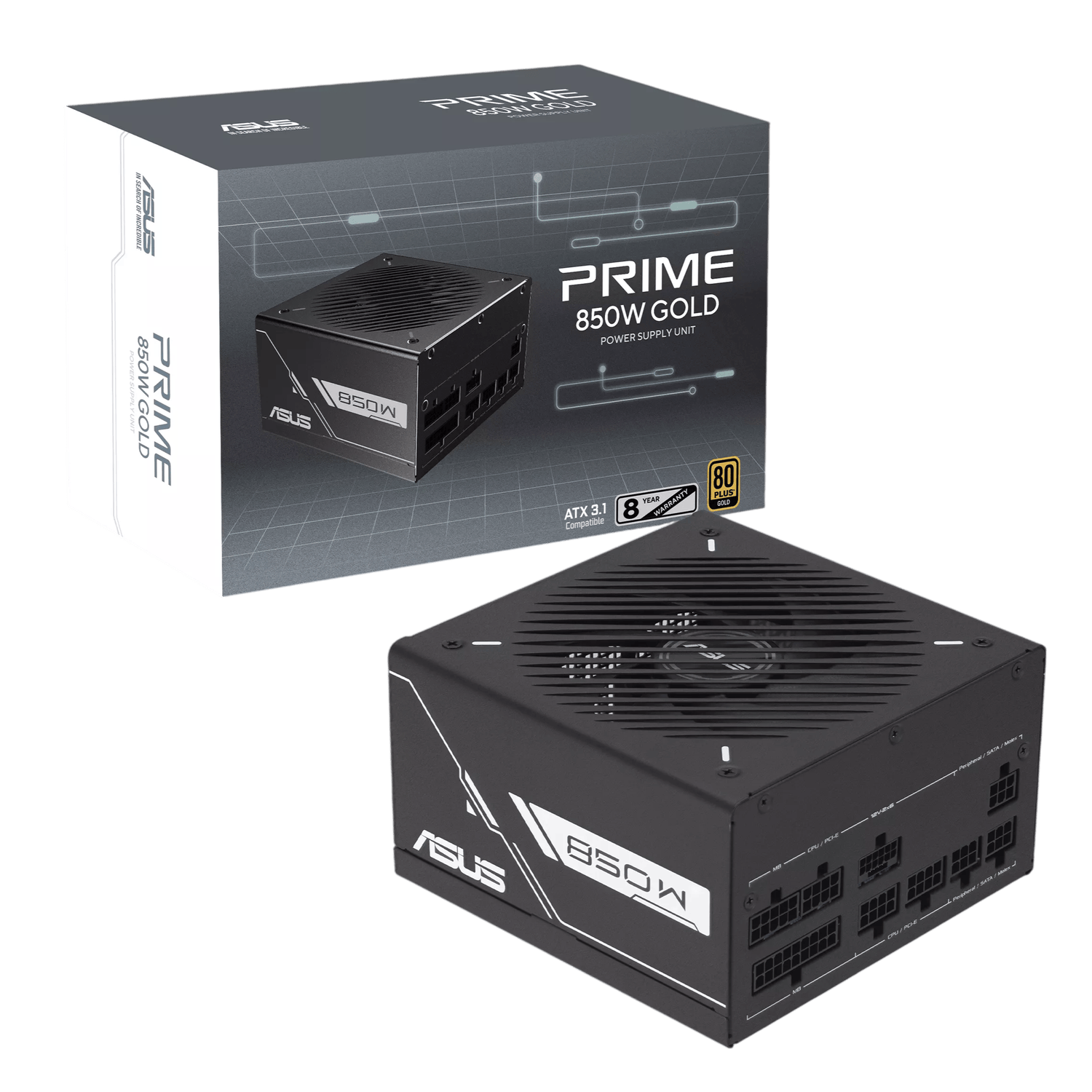 ASUS Prime 850W 80PLUS Gold Black Edition PCIe 5.0 Modular Power Supply - Image 1