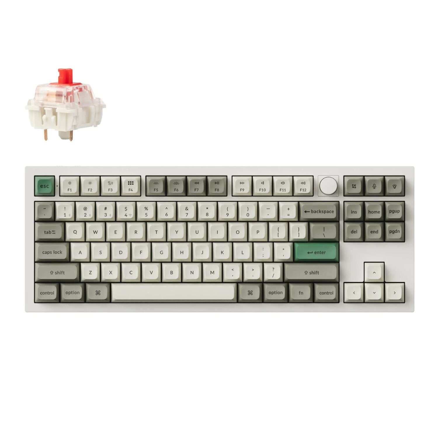 Keychron Q3 Max 80% Full Assembled Knob Red Switch Hot-Swap Gateron Jupiter RGB Wireless Keyboard - Shell White - Image 1