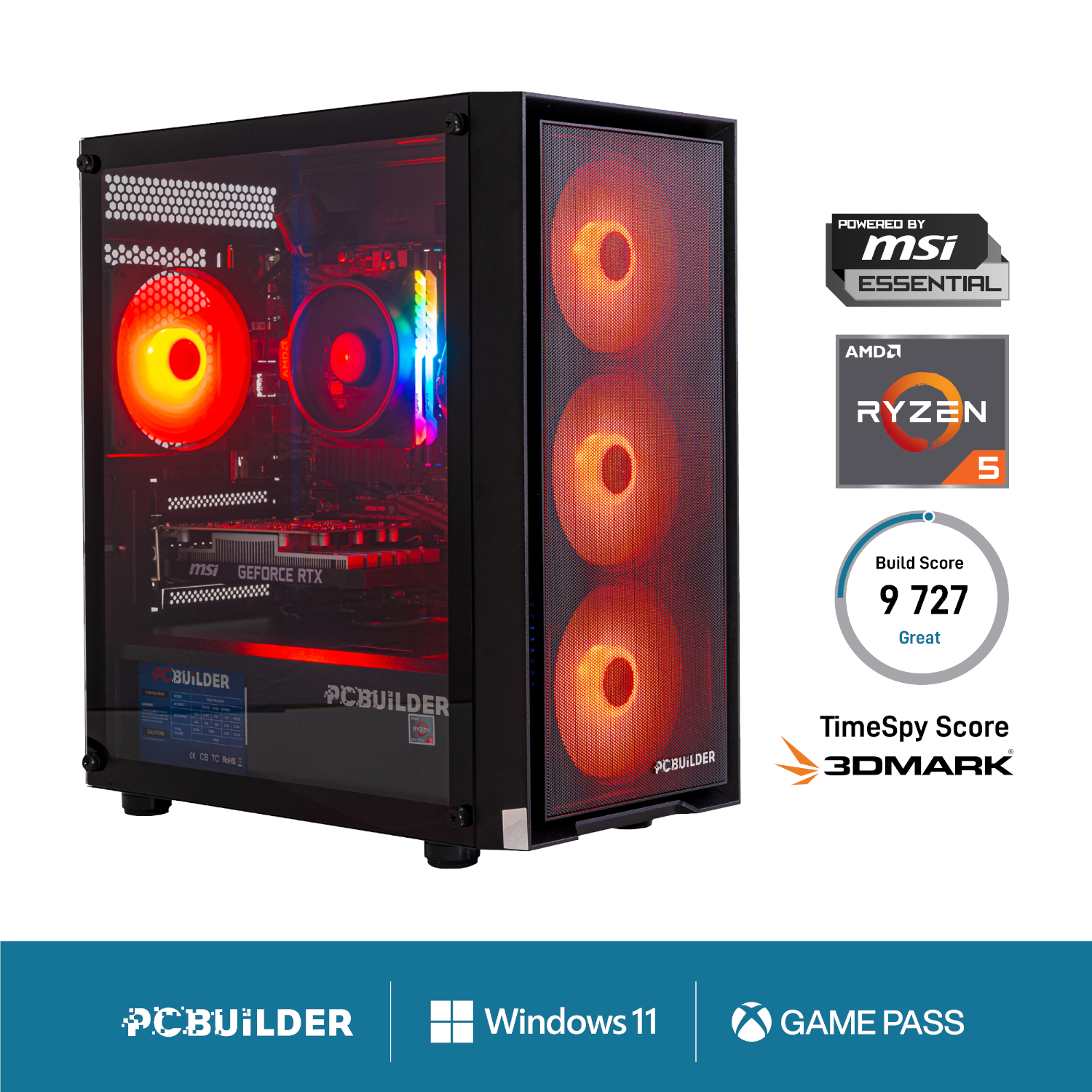 PCBuilder Ryzen 5 5500 RANGER Windows 11 Gaming PC - Image 1