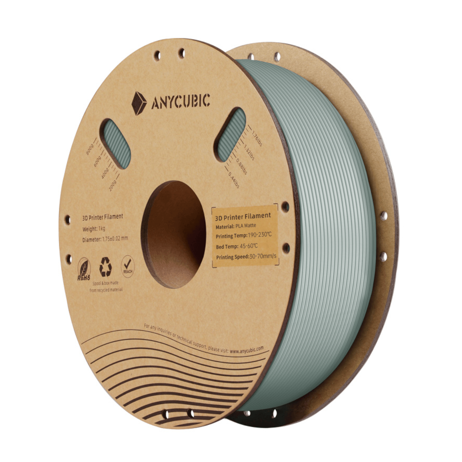 Anycubic PLA Matte Filament 1kg - Nardo Grey - Image 1
