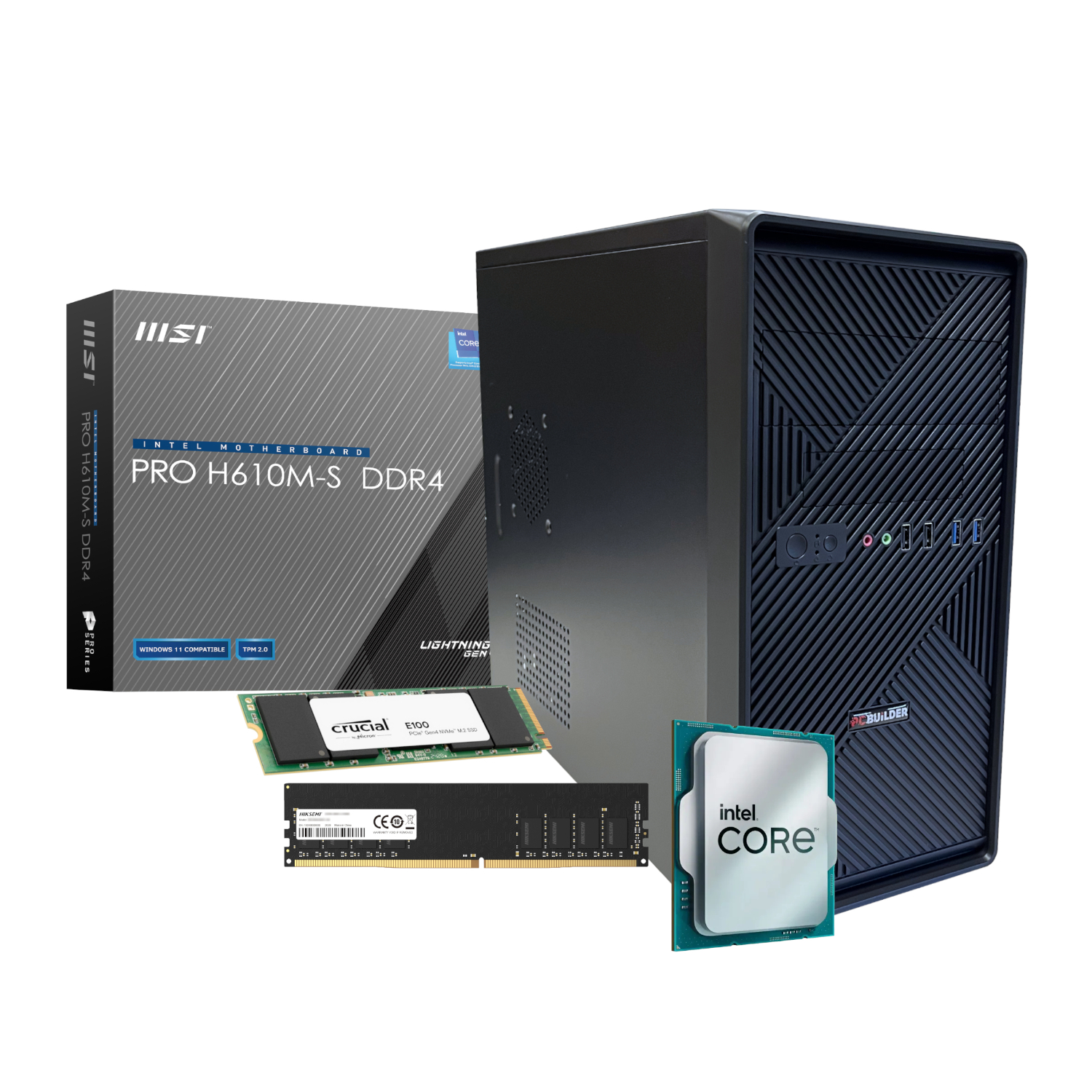 PCBUiLDER™ Intel Core i3-14100 HOME MASTER Windows 11 Desktop PC - Image 1