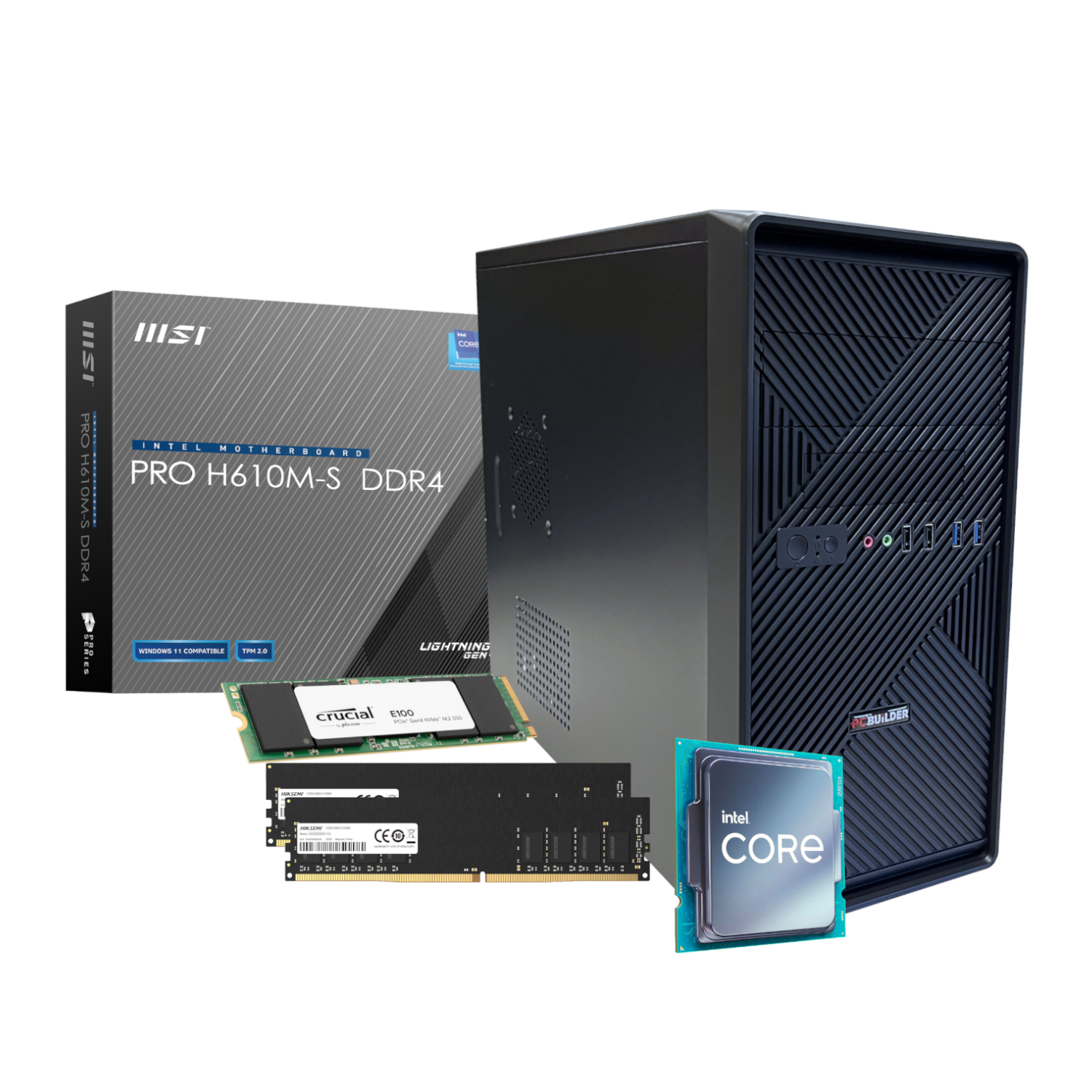 PCBUiLDER™ Intel Core i5-12400 HOME MASTER Windows 11 Desktop PC - Image 1