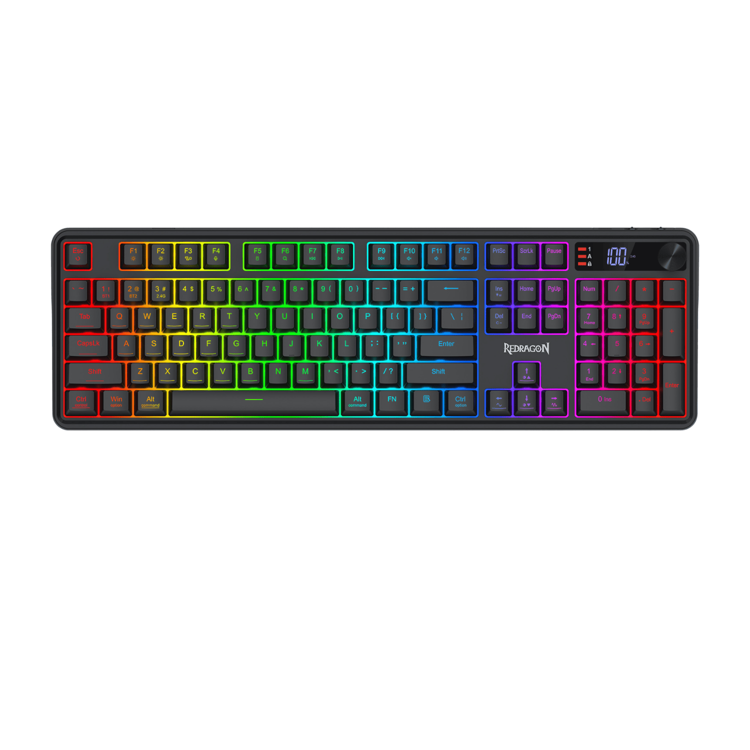 Redragon RM104 PRO VOLCANO RGB Wireless Membrane Gaming Keyboard - Black - Image 1