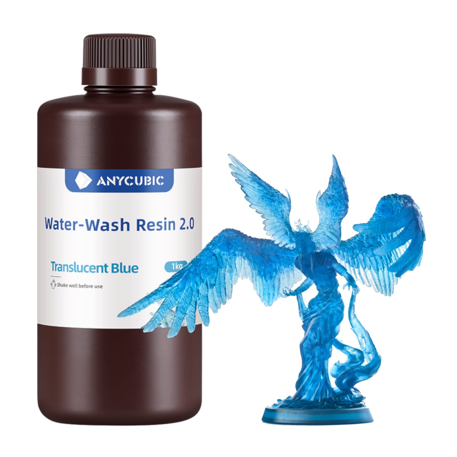 Anycubic Water Wash Resin 2.0 – Translucent Blue - Image 1