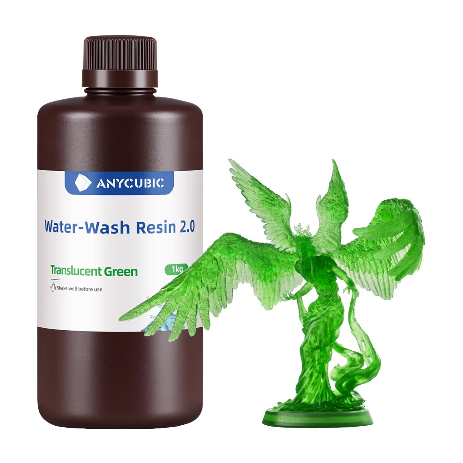 Anycubic Water Wash Resin 2.0 – Translucent Green - Image 1