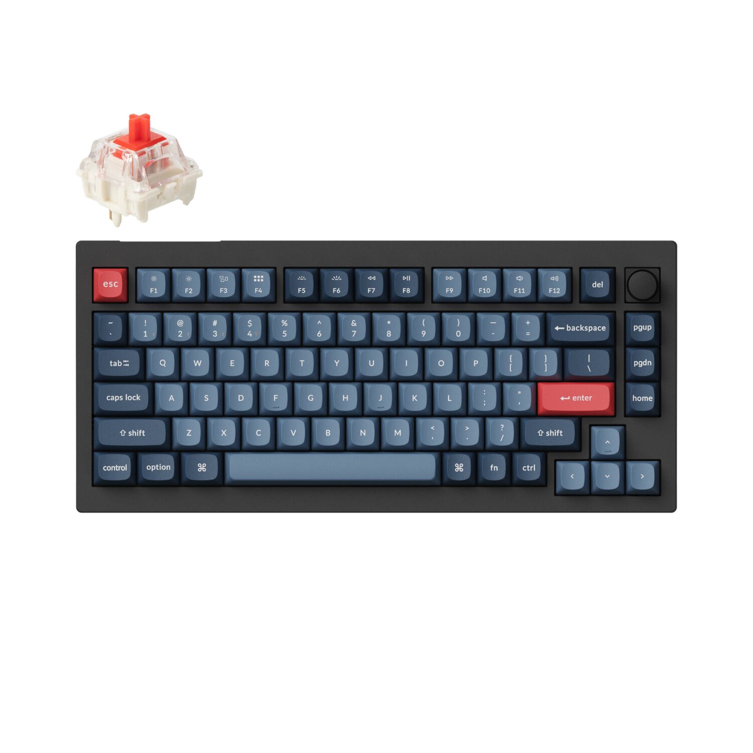 Keychron V1 Max QMK/VIA Wireless Custom Mechanical Keyboard | RED Switches - Black - Image 1